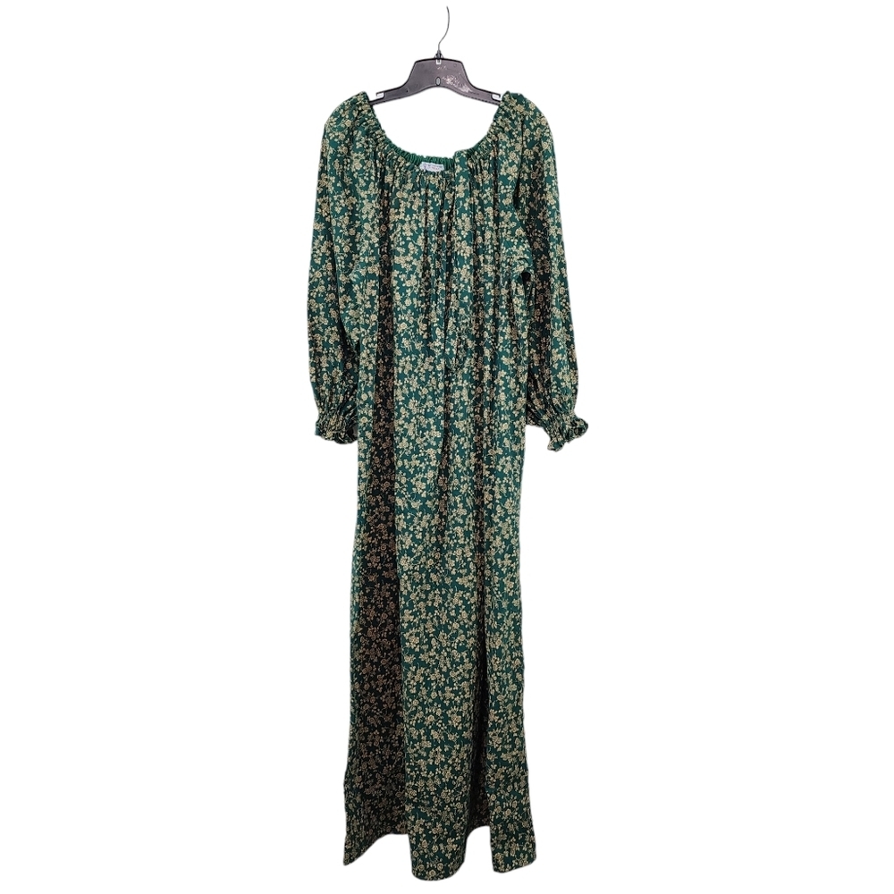 YesterWear Women's Vintage Floral Off The Shoulder Maxi Dress - S